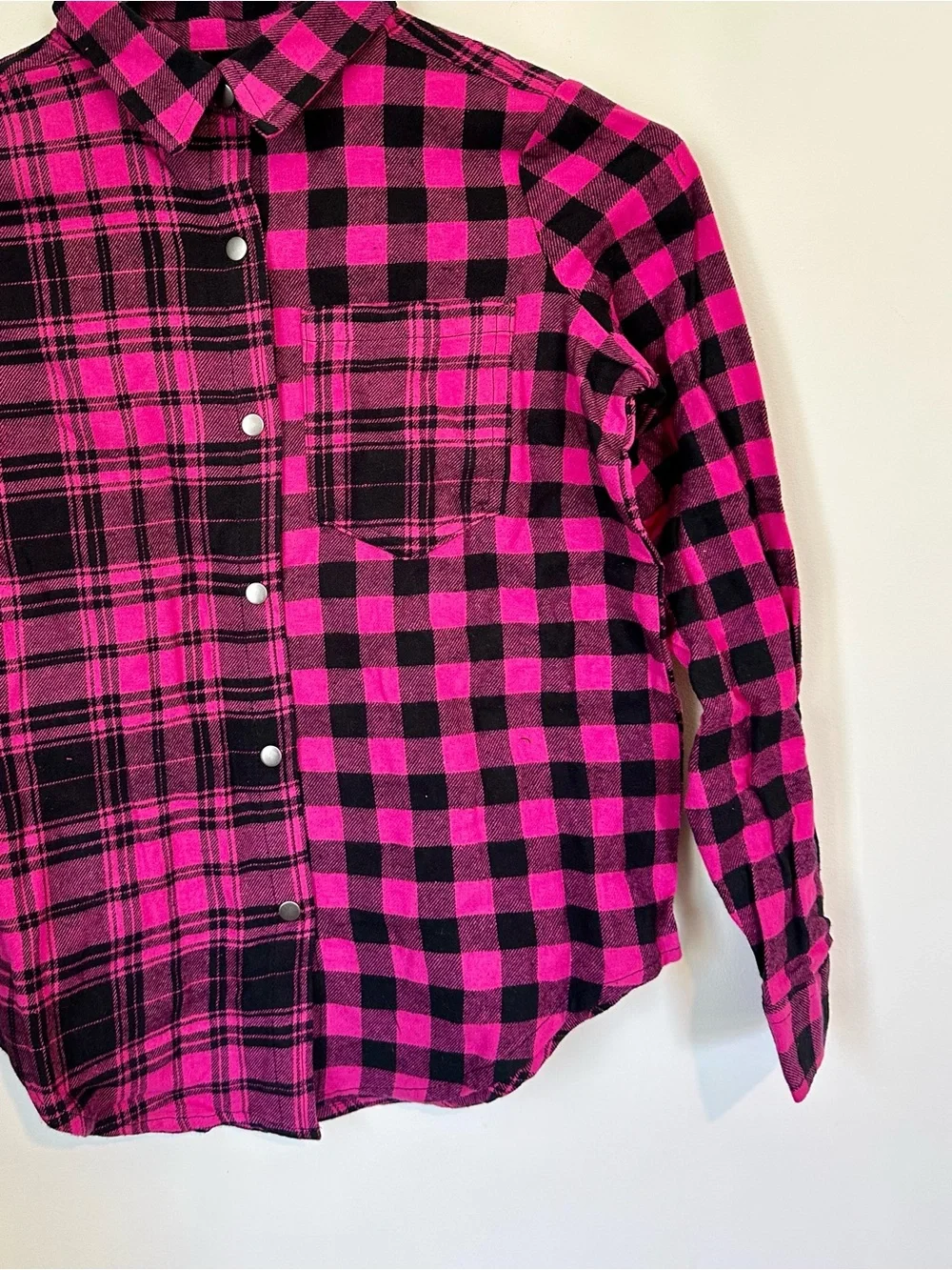 Weissman Hot Pink/Black Plaid Shirt and Faux Jeans Bottoms Dance Outfit - SC/IC